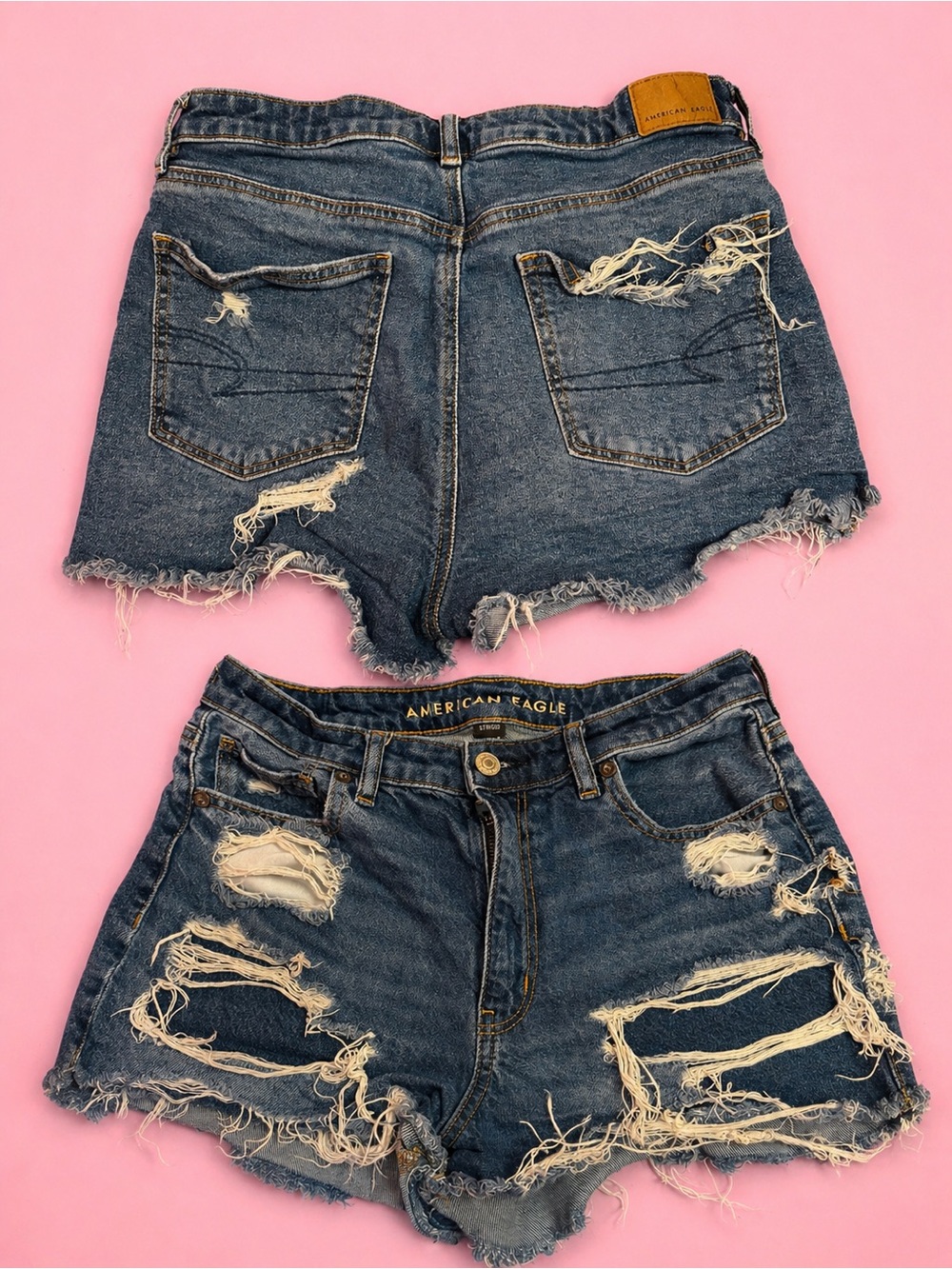 American Eagle Outfitters Distressed Denim Jean Shorts in Blue